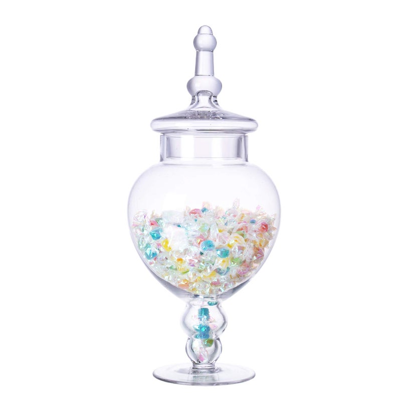 Diamond Star Clear Glass Apothecary Jars, Diamond Star Large Candy Buffet Display, Elegant Storage Jar, Decorative Wedding Candy Organizer Canisters (Height: 15.5" Body: 6.5"; 64 FL.OZ) - Image 1
