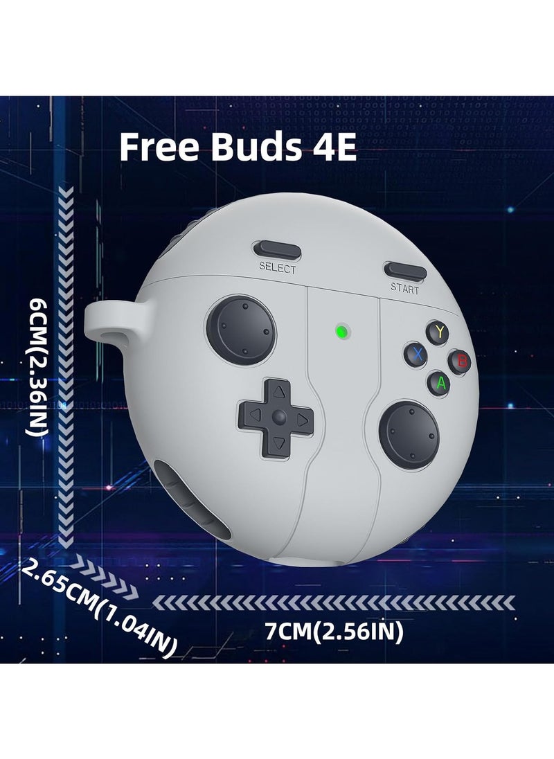 Generic - 3D cartoon game console design case, compatible with Huawei FreeBuds 4/4E, suitable for both men and women, comprehensive protection against falling, soft washable material. Hook and clasp - White - Image 1