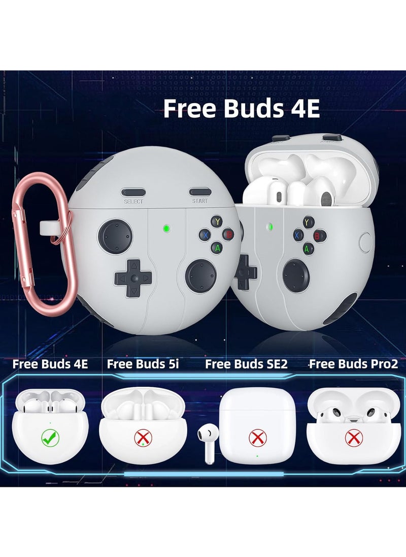 Generic - 3D cartoon game console design case, compatible with Huawei FreeBuds 4/4E, suitable for both men and women, comprehensive protection against falling, soft washable material. Hook and clasp - White - Image 1