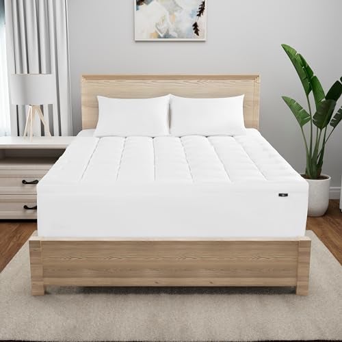 Serta Memory Flex Soft Mattress Topper 2 Pillow Top Mattress Pad Cushioning Stain Resistant Mattress Protector with 15 Pocket for Secure Fit Machine Washable King White - Image 3