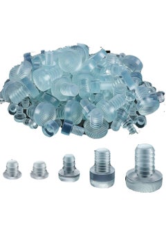 Excefore Glass Top Table Bumpers with Stem 5 SIze Silicone Anti Collision Granules Recessed Solid Hole Plug Soft Clear Reduce Noise Anti Slip Pads Non Adhesive for Table Furniture Cabinet 150 Pieces  - Image 1