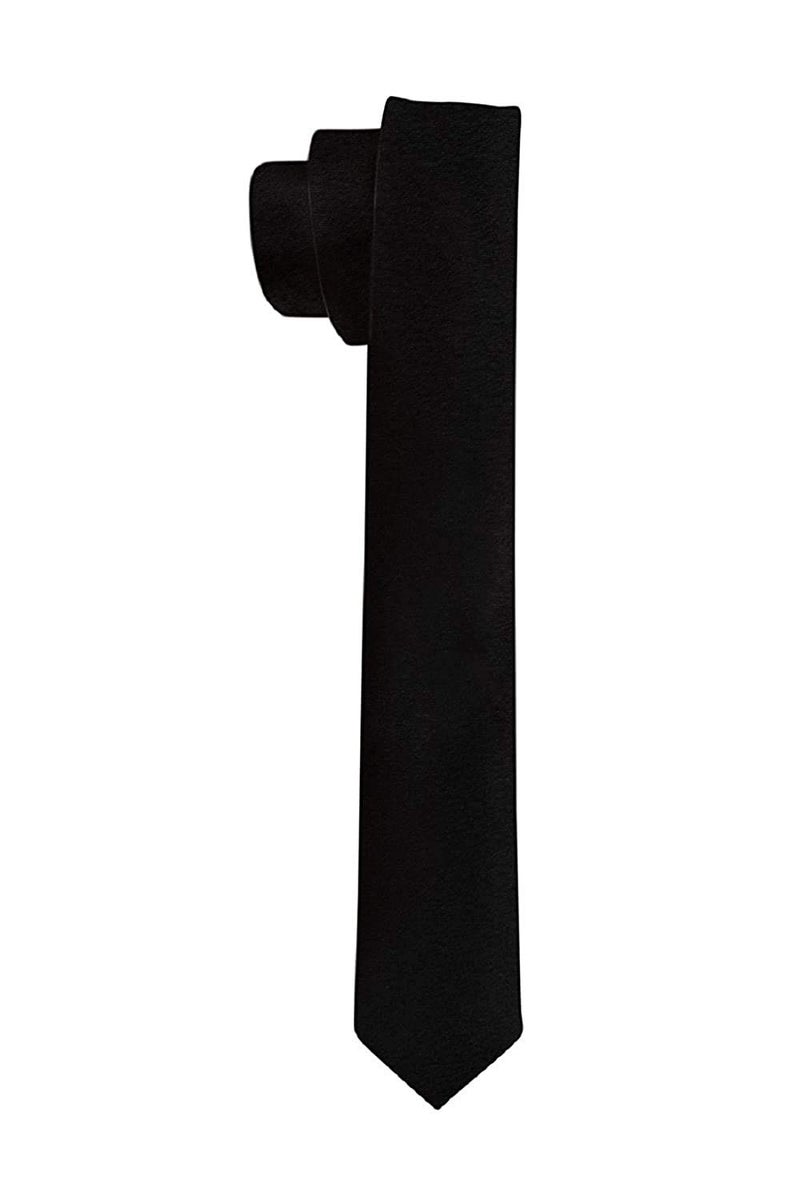 JMP Solid Tie Cotton Silk Tie For Men (Black, Free Size) - Image 1