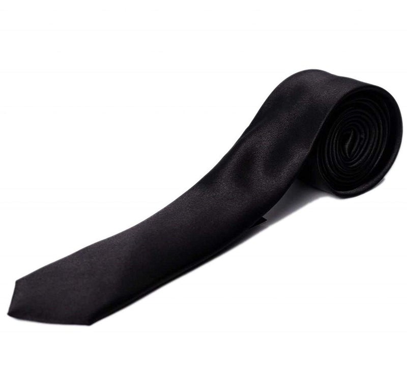 JMP Solid Tie Cotton Silk Tie For Men (Black, Free Size) - Image 3