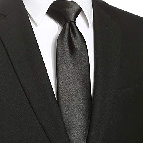 JMP Solid Tie Cotton Silk Tie For Men (Black, Free Size) - Image 5