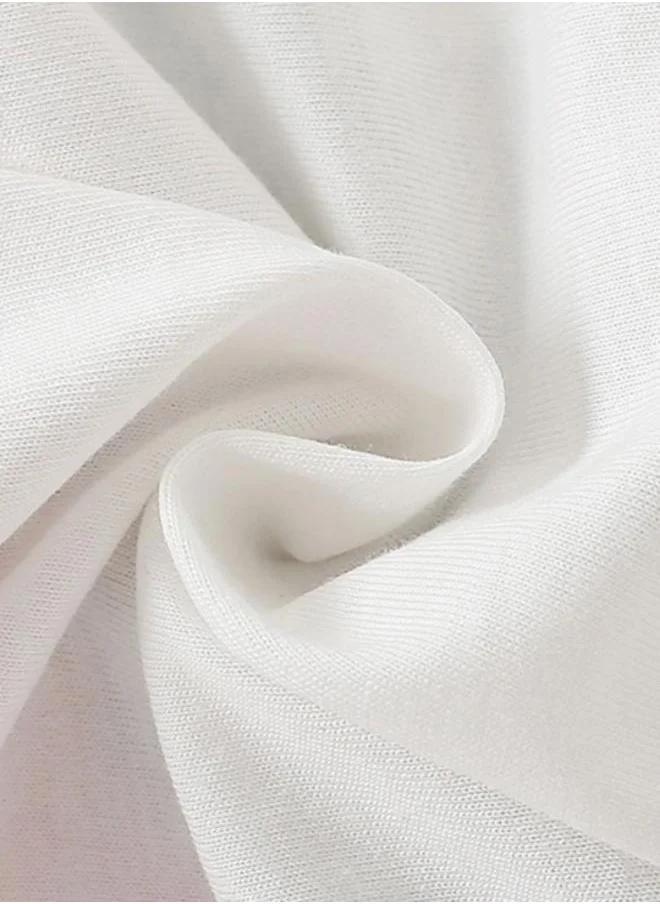 YUNIQEE White Printed Long Sleeve Crew Neck T-Shirt