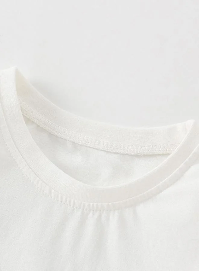 YUNIQEE White Printed Long Sleeve Crew Neck T-Shirt