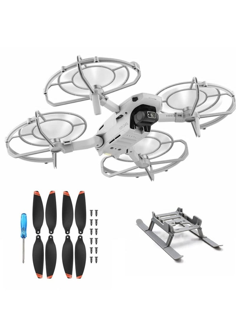 Captaintech Propeller Guard for DJI Mavic Mini 2 + Foldable Landing Gear Booster Stand + 8 Pieces Propeller Replacement Blades, 3 Sets of Drone Protection Accessories Basic Set of Assembly and Installation Tools - Image 1