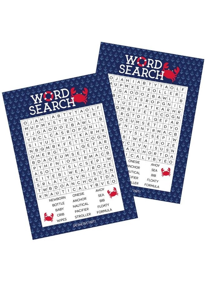 DISTINCTIVS Ahoy It'S A Boy Baby Shower Nautical Themed Party Game Word Search Game 20 Player Cards  - Image 2