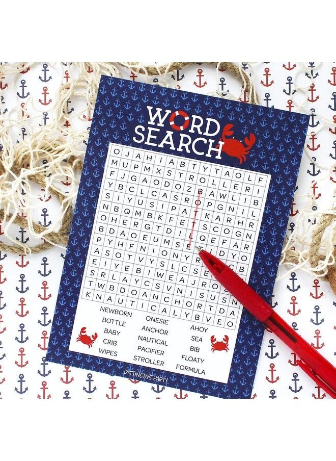 DISTINCTIVS Ahoy It'S A Boy Baby Shower Nautical Themed Party Game Word Search Game 20 Player Cards  - Image 3