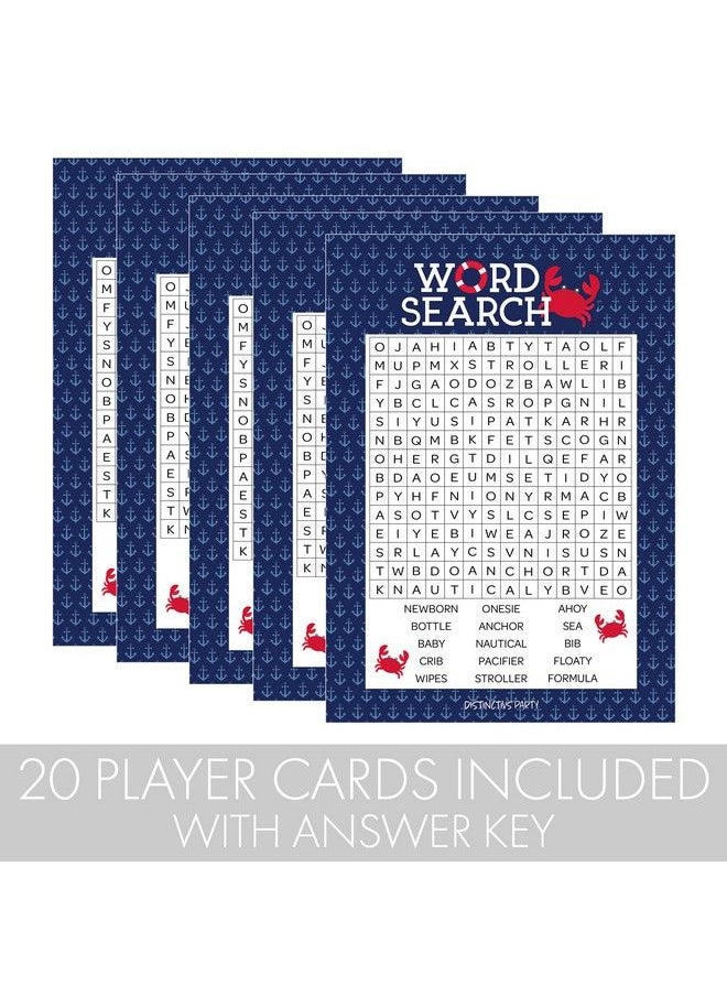 DISTINCTIVS Ahoy It'S A Boy Baby Shower Nautical Themed Party Game Word Search Game 20 Player Cards  - Image 4