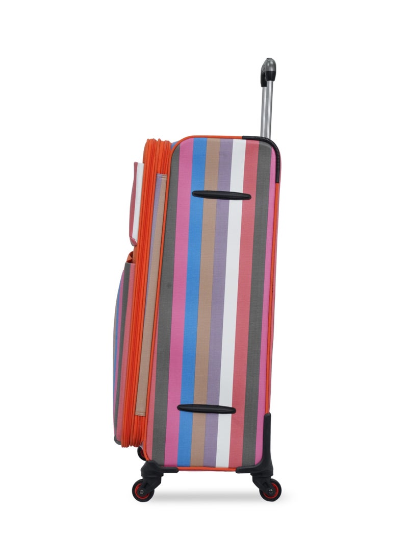 President Premium 4-Piece Luggage Set - Striped Design (Size: 20", 24", 28" & 14" Vanity Case) Model-1895, ORANGE - Image 2