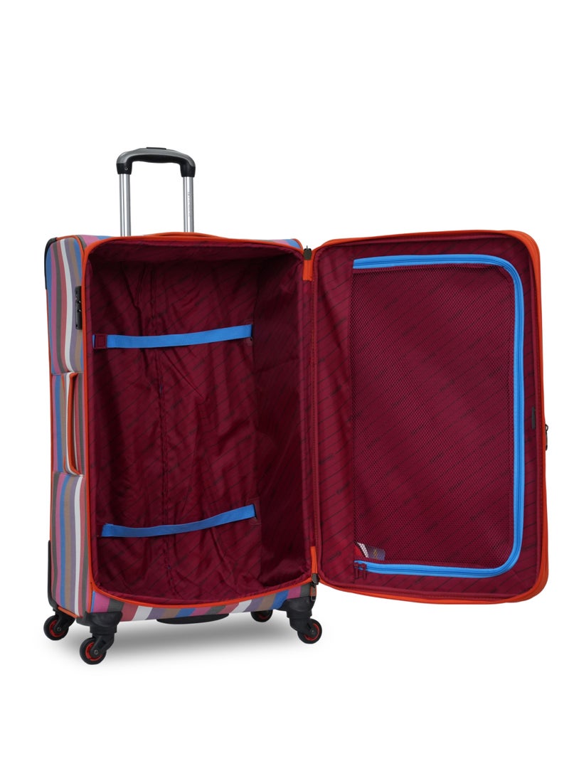 President Premium 4-Piece Luggage Set - Striped Design (Size: 20", 24", 28" & 14" Vanity Case) Model-1895, ORANGE - Image 3