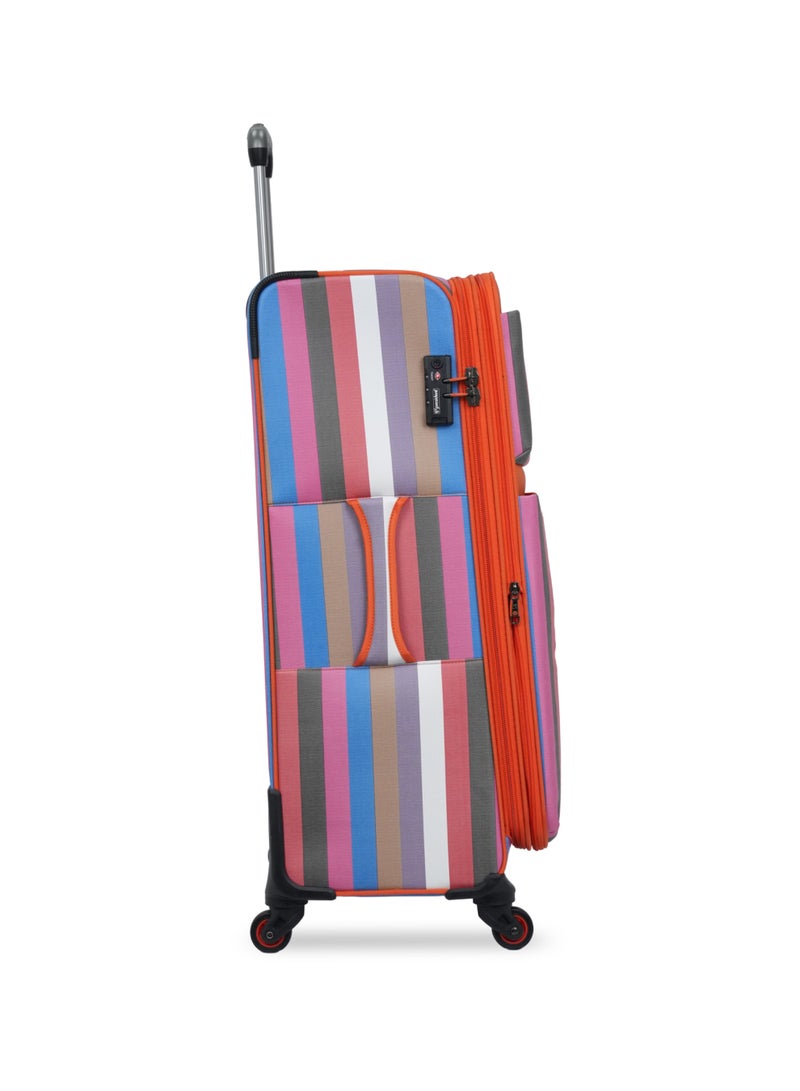 President Premium 4-Piece Luggage Set - Striped Design (Size: 20", 24", 28" & 14" Vanity Case) Model-1895, ORANGE - Image 4