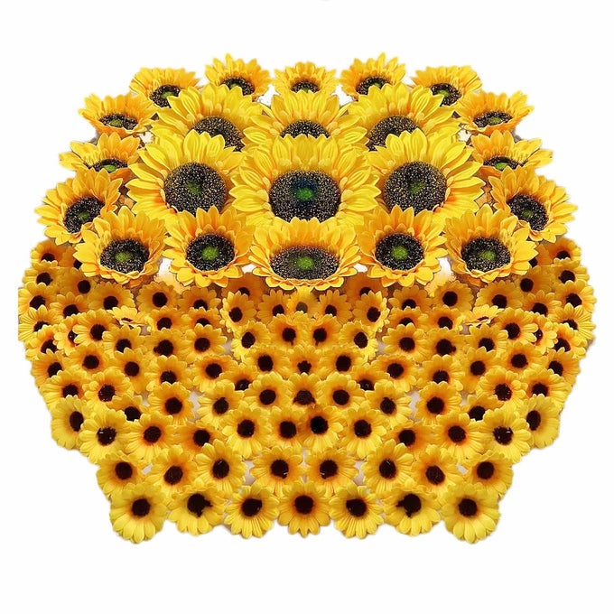 122pcs Artificial Sunflower Heads 51 35 15 Yellow Sunflower Artificial Flowers for Home Decoration Wedding Decor Birthday Party Decor Garden Craft Art Decor