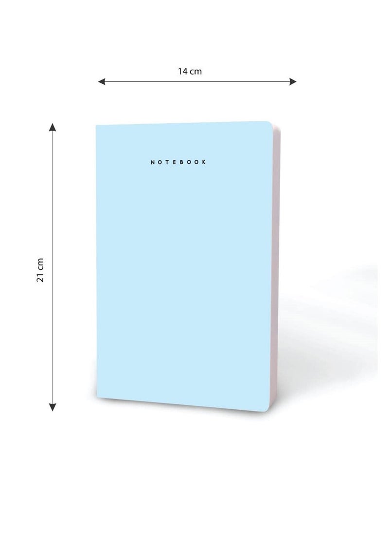 FACTOR NOTES دفتر ملاحظات بسيط مقاس A5، غلاف ناعم، 160 صفحة، سماكة 90 جم/م2، غلاف أزرق فاتح  - Image 3