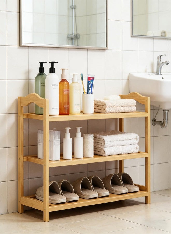 HOLTPHILI 3-Tier Shoe Rack Bamboo Shoe Shelf Storage Organizer Shoe Stand for Closet, Entryway, Hallway, Bathroom and Living Room, Natural - Image 2