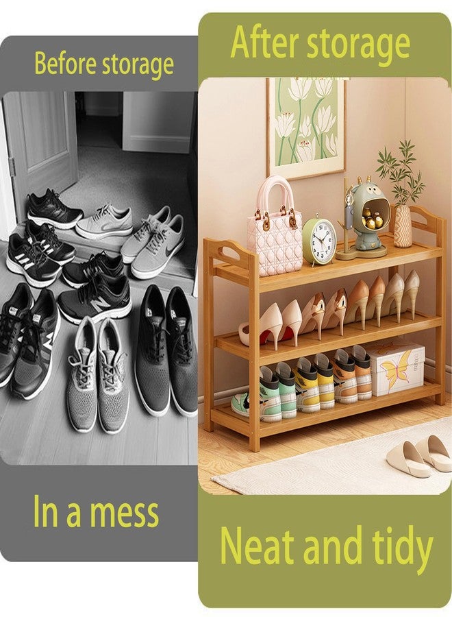 HOLTPHILI 3-Tier Shoe Rack Bamboo Shoe Shelf Storage Organizer Shoe Stand for Closet, Entryway, Hallway, Bathroom and Living Room, Natural - Image 5