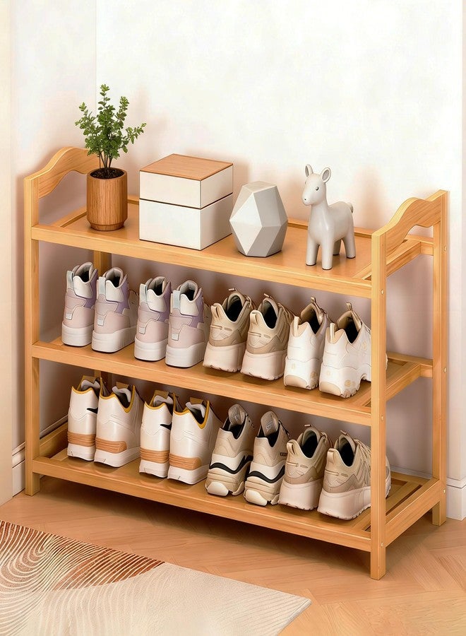 HOLTPHILI 3-Tier Shoe Rack Bamboo Shoe Shelf Storage Organizer Shoe Stand for Closet, Entryway, Hallway, Bathroom and Living Room, Natural - Image 1