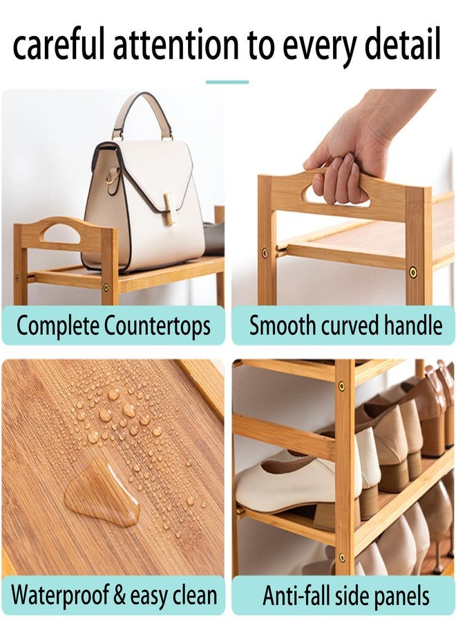 HOLTPHILI 3-Tier Shoe Rack Bamboo Shoe Shelf Storage Organizer Shoe Stand for Closet, Entryway, Hallway, Bathroom and Living Room, Natural - Image 4