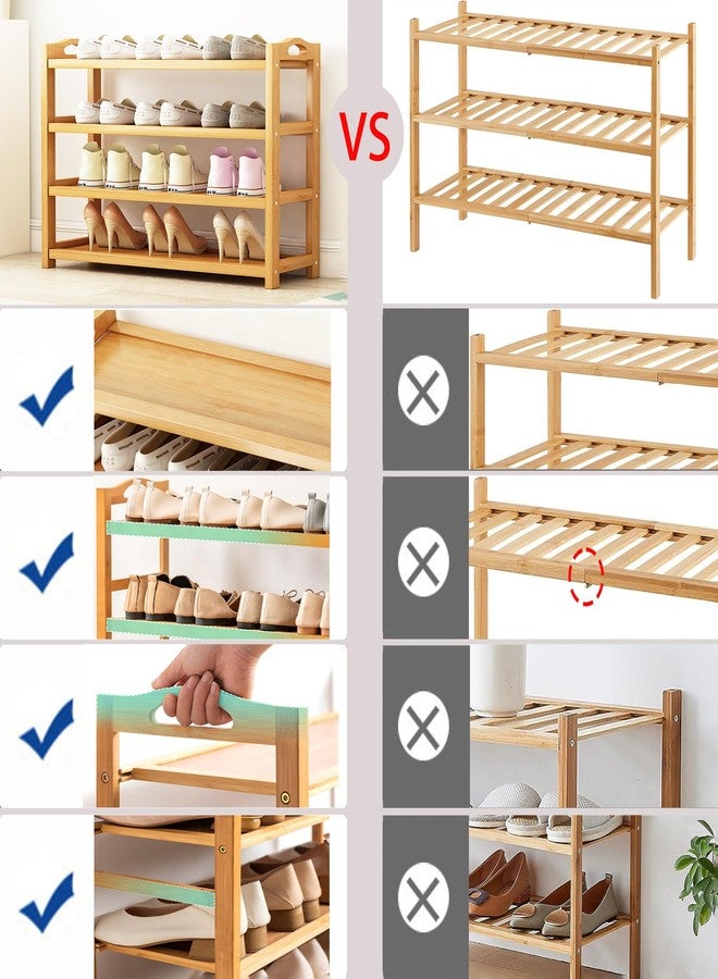HOLTPHILI 3-Tier Shoe Rack Bamboo Shoe Shelf Storage Organizer Shoe Stand for Closet, Entryway, Hallway, Bathroom and Living Room, Natural - Image 3