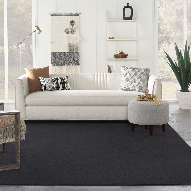 Nourison Home Nourison Essentials Black 7' x 10' Area Rug - Easy Clean, Non Shedding, Bed Room, Living Room, Dining Room, Kitchen (7' x 10') - Image 3
