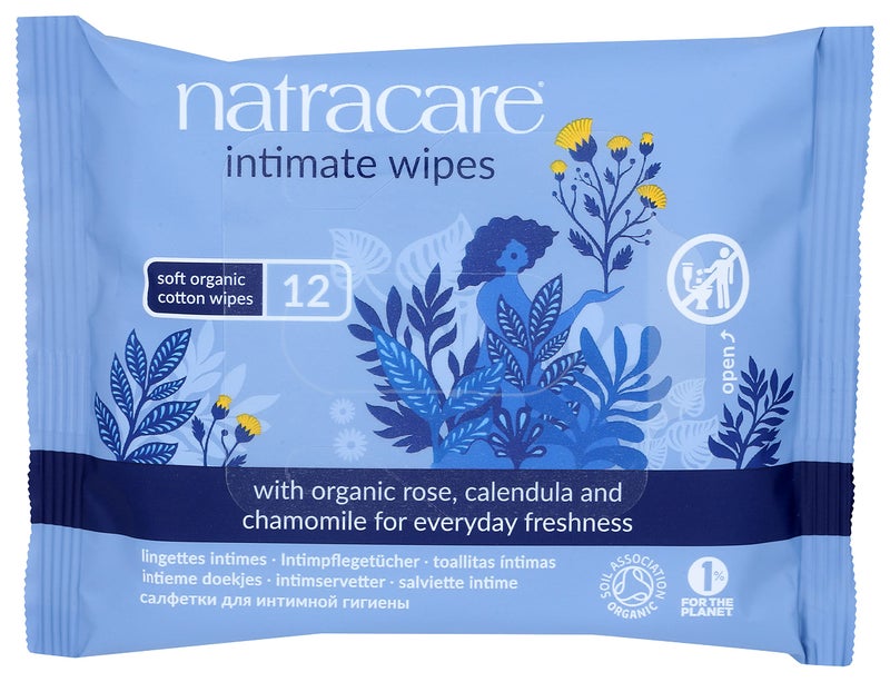 Natracare Organic Cotton Intimate Wipes Infused with Organic Essential Oils of Chamomile, Calendula and French Rose, 12 Wipes per pack (1 Pack, 12 wipes total) - Image 3