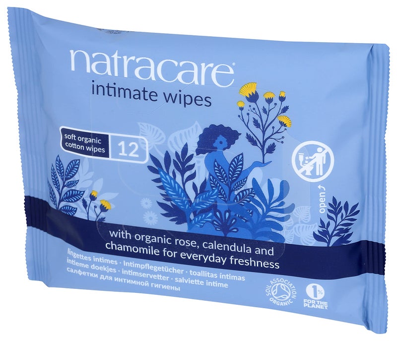 Natracare Organic Cotton Intimate Wipes Infused with Organic Essential Oils of Chamomile, Calendula and French Rose, 12 Wipes per pack (1 Pack, 12 wipes total) - Image 4