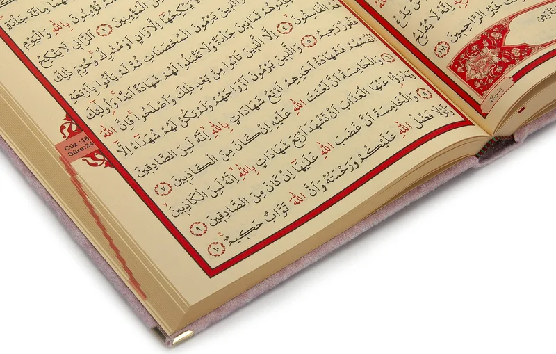 İhvan Online Ihvan Online Gift Velvet Covered Name Custom Plexi Patterned Arabic Medium Size Quran Pink