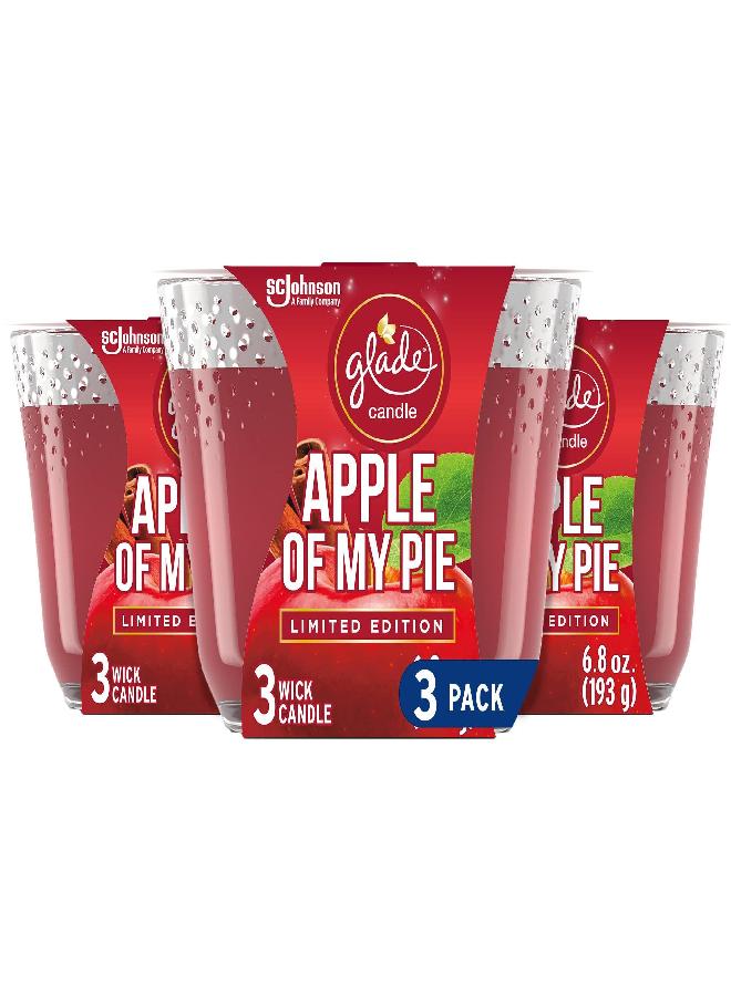 SC Johnson Glade Candle Apple of My Pie, Fragrance Candle Infused with Essential Oils, Air Freshener Candle, 3-Wick Candle, 6.8oz, 3 Count - Image 1