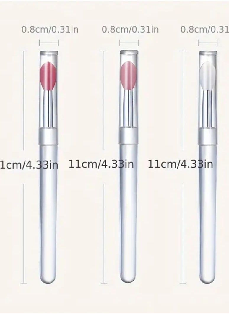 BOLREUS 3 Pcs Silicone Lip Makeup Cosmetic Brush With Dustproof Cap, Lipstick Stick Applicator, Suitable For Lip Gloss, Lip Mask. Eye Shadow, Lip Cream, Makeup Tools  - Image 5
