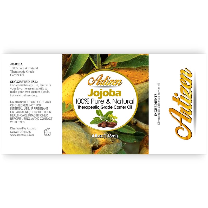 Artizen 100% Pure Jojoba Oil (Huge 4OZ Bottle) All-Natural Jojoba Oil - Cold Pressed - Perfect Moisturizer for Hair, Skin, Face, and Hair - Image 2