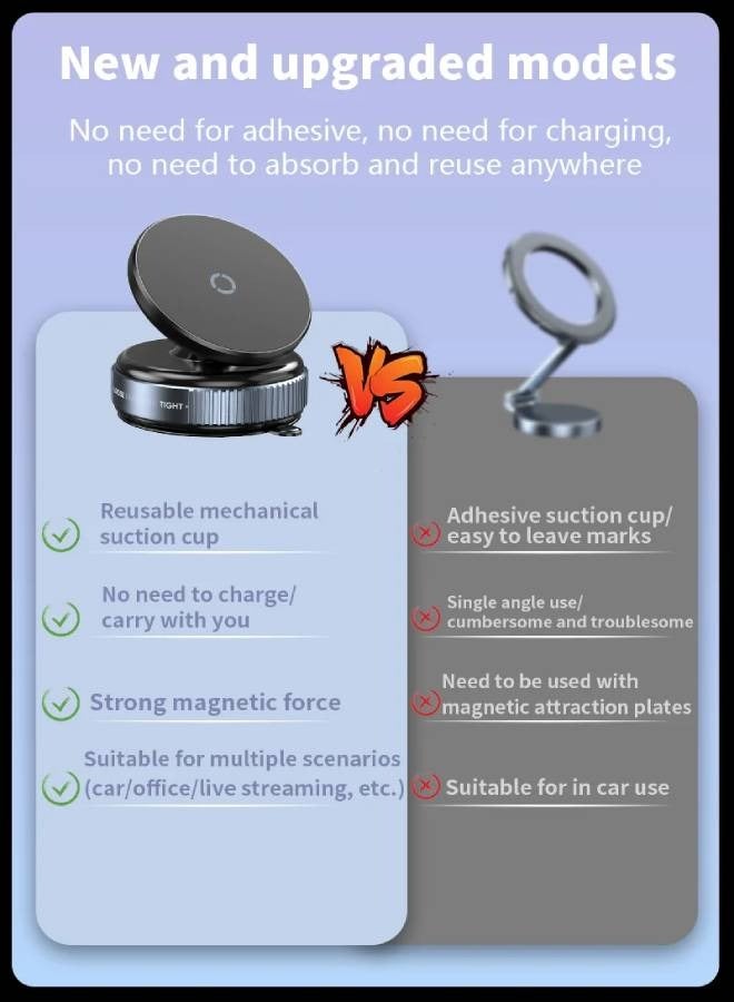 AROAQ Magnetic Car Mount Mobile Phone Holder Vacuum Adsorption 360° Rotation Super Strong Suction Bracket for Iphone12-16 Smartphone - Image 5