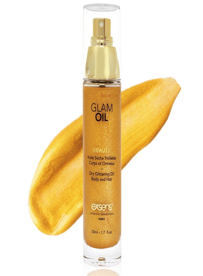 EXSENS Glam Oil, Gold Shimmer Body Luminizer, Hydrate Skin for an Illuminous Glow, Non-Sticky, Eco-Friendly, Vegan, and Cruelty-Free, 50ml (1.7 fl oz) 1 Count - Image 1