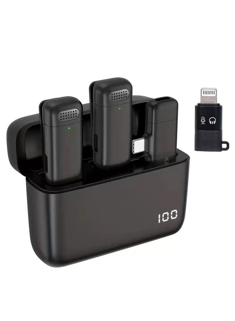 Mini Wireless Lavalier Lapel Microphone for iPhone, iPad - with 500mAh Charge Case & 12Hrs Playtime, 2 Pack Clip-On Small Mic for Tiktok, YouTube, Podcast, Vlog, Video Recording, Live Streaming  - Image 1