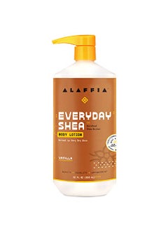 Alaffia Alaffia EveryDay Shea Body Lotion - Normal to Very Dry Skin, Moisturizing Support for Hydrated, Soft, and Supple Skin with Shea Butter and Lemongrass, Fair Trade, Vanilla, 32 Fl Oz 
