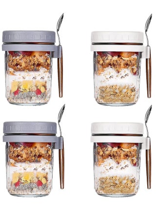 4 Pack 350ml Glass Jars for Overnight Oats Overnight Oats Containers with Lids and Spoons - pzsku/Z725B9BEAEB0823DE4FE0Z/45/_/1701882039/97f2592f-49ac-4c40-af79-ae2ec52d0c83