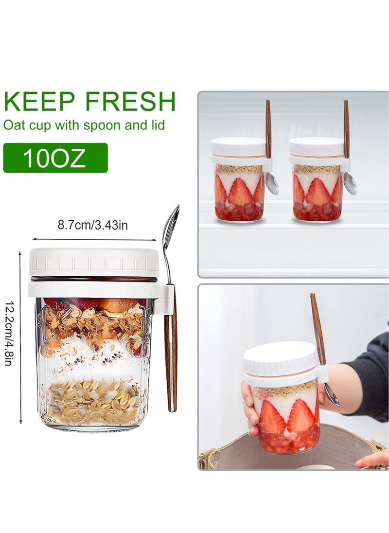 4 Pack 350ml Glass Jars for Overnight Oats Overnight Oats Containers with Lids and Spoons