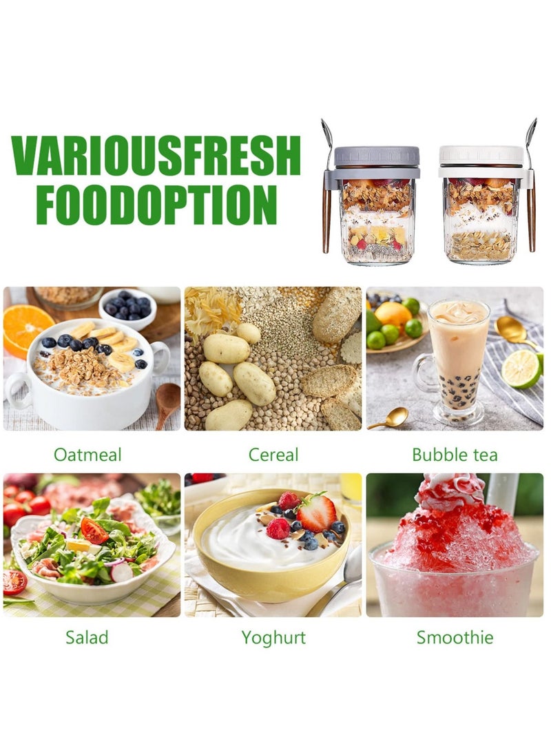 4 Pack 350ml Glass Jars for Overnight Oats Overnight Oats Containers with Lids and Spoons