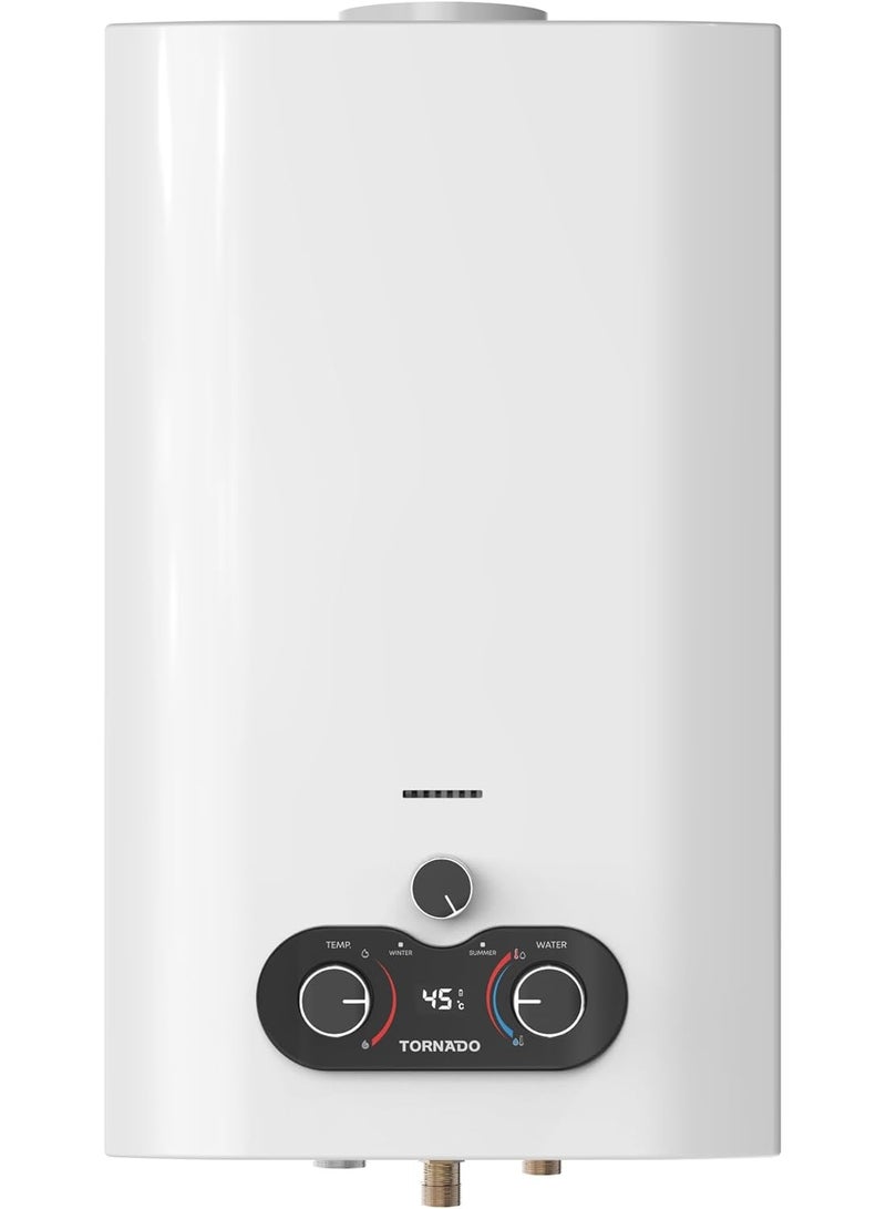 تورنيدو سخان مياه غاز طبيعي 10 لتر - بدون مدخنة - أبيض (GH-MP10SN-W) - Image 1