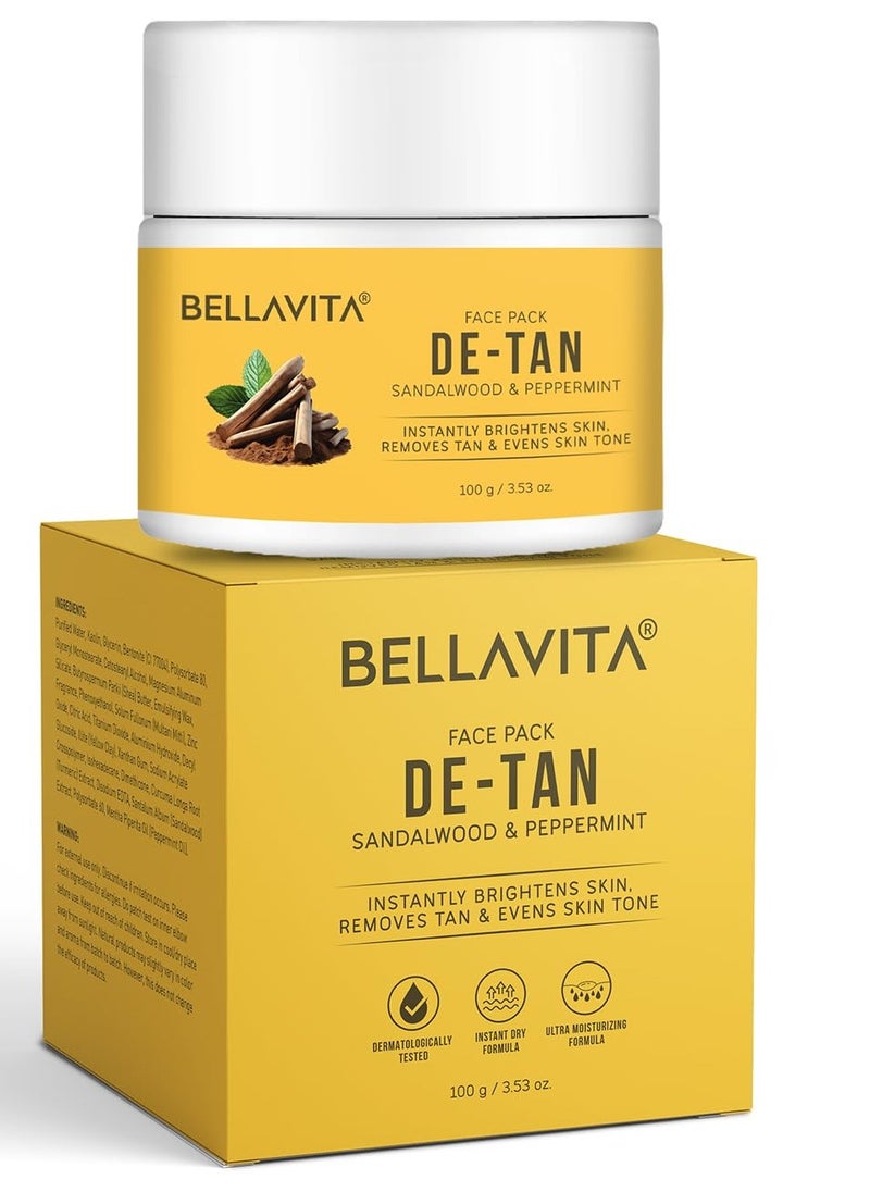 Bella Vita Organic - Bella Vita Organic INSTABRIGHT Face Pack for DeTan Glowing Skin Oil Control Acne Pimples Blemishes Pigmentation and Skin Brightening 100 gm - Image 1