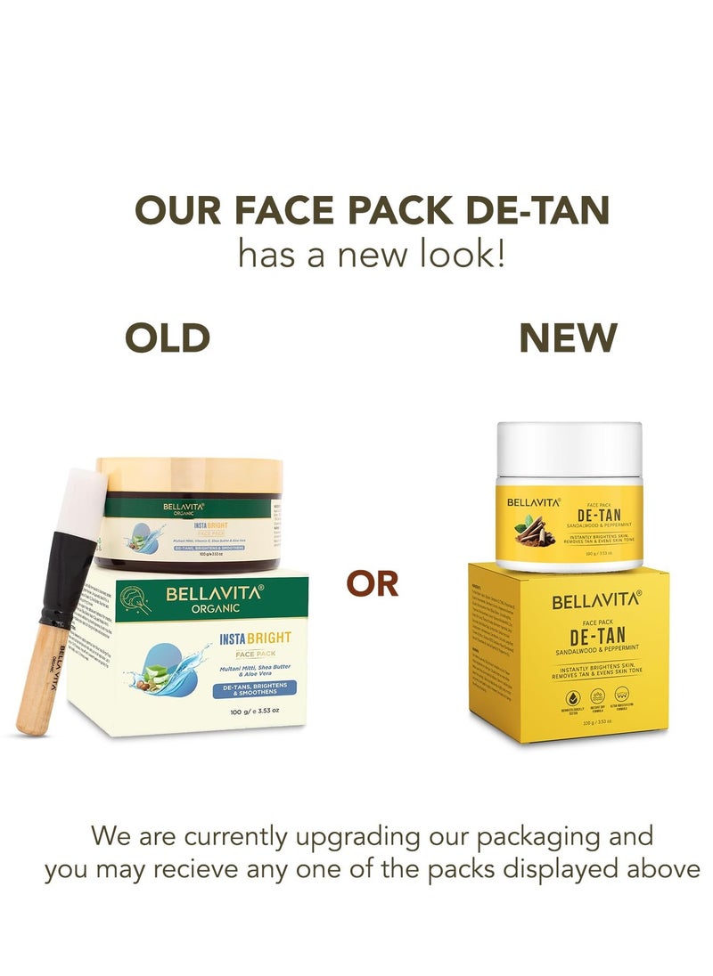 Bella Vita Organic - Bella Vita Organic INSTABRIGHT Face Pack for DeTan Glowing Skin Oil Control Acne Pimples Blemishes Pigmentation and Skin Brightening 100 gm - Image 1