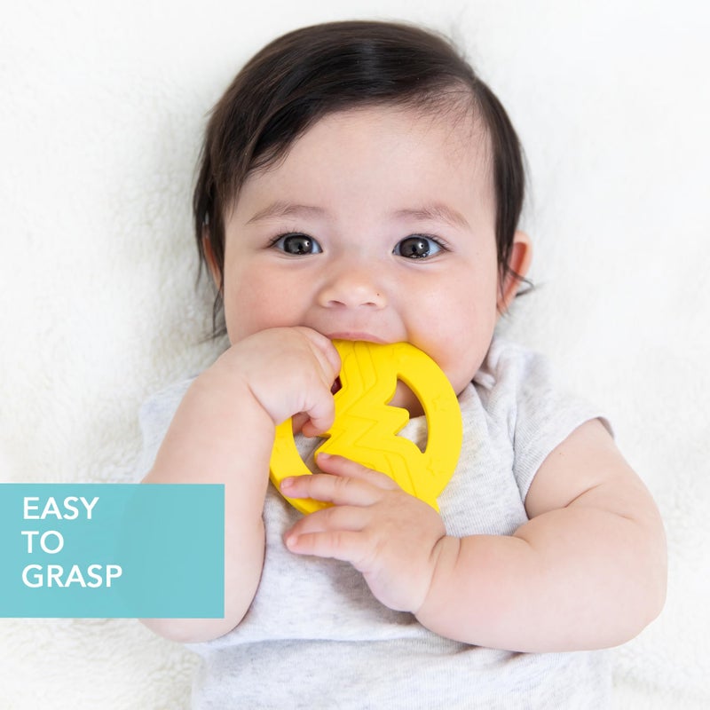 Bumkins Baby Teething Freezer Toy Keys Rings, Soft Flexible Silicone Pacifier, Safe to Chew, Cool Gum Relief, Essentials for Babies 3 Months, Freezable, Sensory Textured, Wonder Woman DC Comics - Image 2