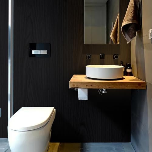 Fiula Black Wood Black Peel and Stick Wallpaper 197”×17.5” Self Adhesive Wallpaper Removable Stick and Peel Wallpapers Black Wood Grain Vinyl - Image 5