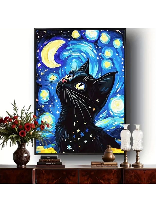 2000 قطعة لغز فان جوخ ليلة النجوم قطة سوداء ديكور جدار فن للبالغين هدية للمنزل - Image 5