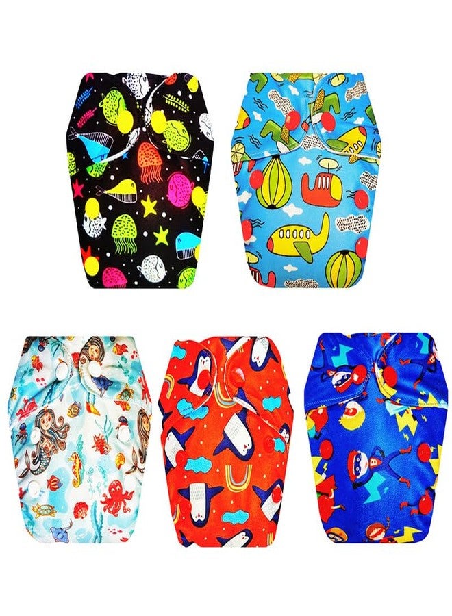 Dumbledo Premium Newborn Cloth Diaper with Integrated Insert (Pack of 5) | Snug Fit | Breathable | Travel Friendly | Worry-Free Diapering | 0 - 4 Months | Unisex Baby - Image 1