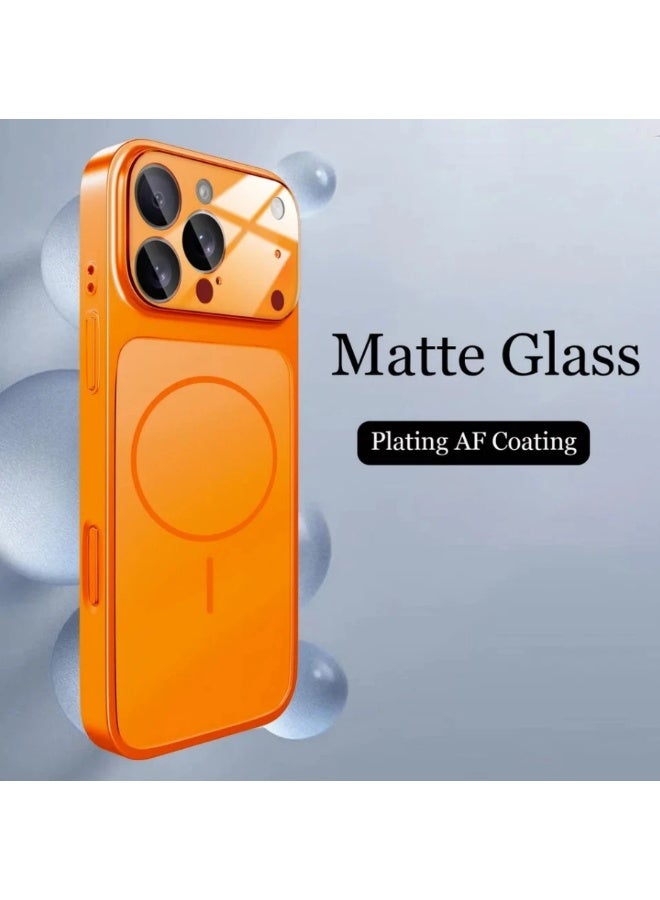 AG Glass Nano Matte Magnetic Case For iPhone 17 Pro Max Phone Case Ultra Slim Drom Protection, Military Grade Camera Protection Magsafe Compatible Cover, Orange | WIDGETS MATRIX - Image 2