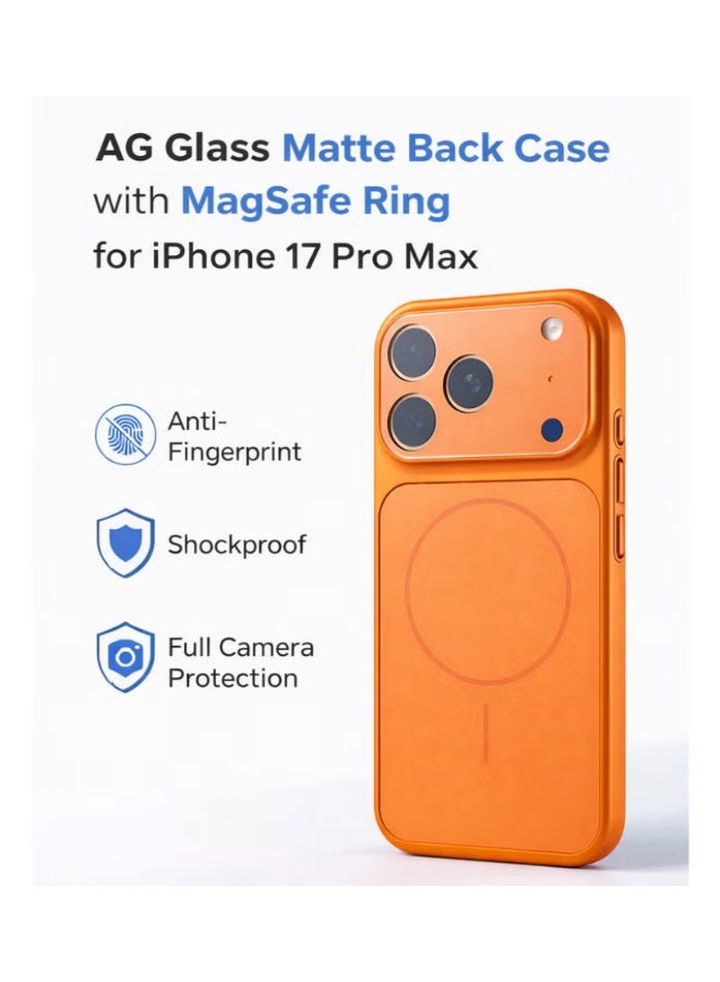 AG Glass Nano Matte Magnetic Case For iPhone 17 Pro Max Phone Case Ultra Slim Drom Protection, Military Grade Camera Protection Magsafe Compatible Cover, Orange | WIDGETS MATRIX - Image 3