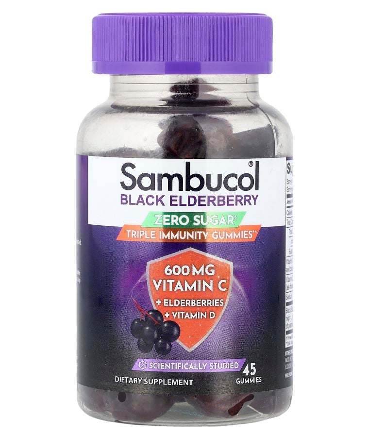Black Elderberry Zero Sugar Triple Immunity Gummies  45 Gummies