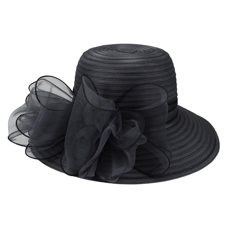 DRESHOW Lady Derby Dress Church Bowler Cloche Hat Bowknot Organza Bridal Cap for Wedding - Image 4