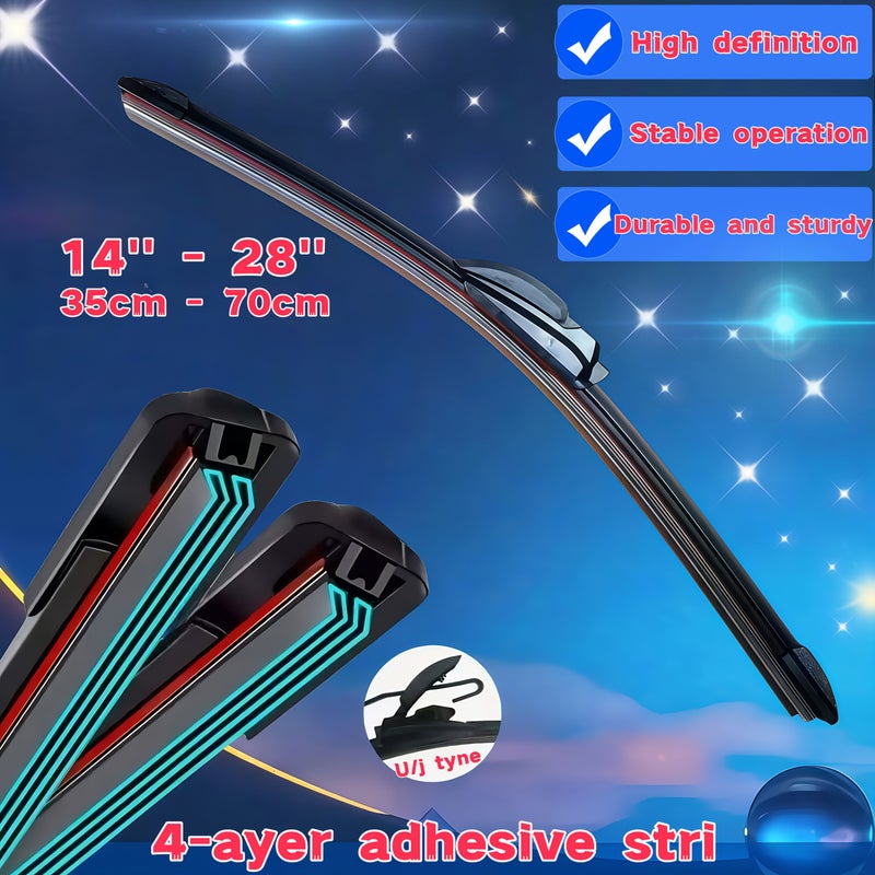 1 Pack Universal Fit 4 Layer Rubber Wiper Blade J Hook Type 24 Inch 60cm HD Silent Operation Compatible With 99 Percent Vehicles - Image 2